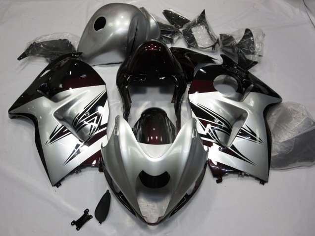 1997-2007 Argent & Rouge Foncé Suzuki GSXR 1300 Carénage Moto 1997-2007 Argent & Rouge Foncé Suzuki GSXR 1300 Carénage Moto