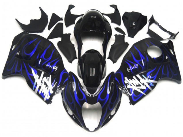 1997-2007 Noir Avec Bleu Profond Flamme Suzuki GSXR 1300 Carénage Moto 1997-2007 Noir Avec Bleu Profond Flamme Suzuki GSXR 1300 Carénage Moto