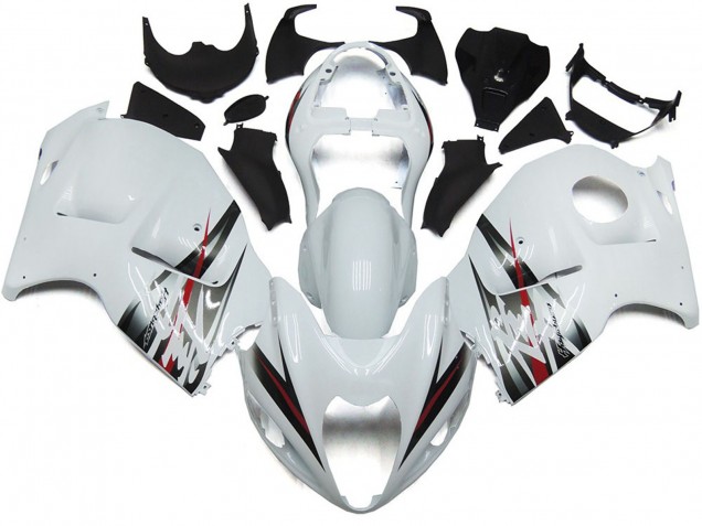 1997-2007 Style Blanc Brillant & Argent Suzuki GSXR 1300 Carénage Moto 1997-2007 Style Blanc Brillant & Argent Suzuki GSXR 1300 Carénage Moto