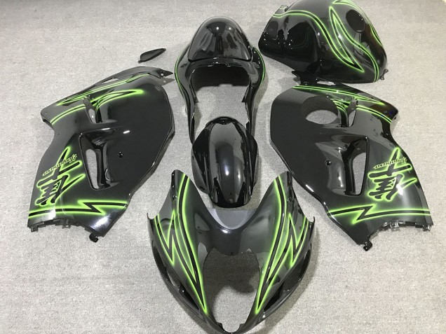 1997-2007 Éclair Noir & Vert Suzuki GSXR 1300 Carénage Moto 1997-2007 Éclair Noir & Vert Suzuki GSXR 1300 Carénage Moto