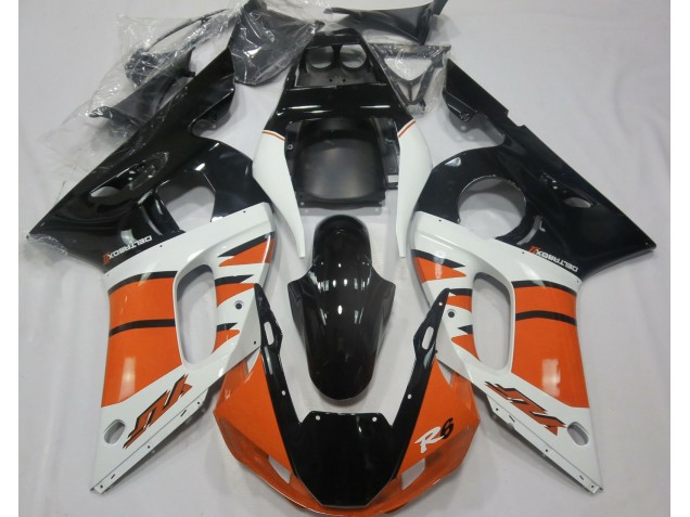 1998-2002 Orange Brillant & Noir Yamaha R6 Carénage Moto 1998-2002 Orange Brillant & Noir Yamaha R6 Carénage Moto