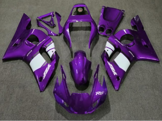 1998-2002 Violet Profond & Blanc Yamaha R6 Carénage Moto 1998-2002 Violet Profond & Blanc Yamaha R6 Carénage Moto