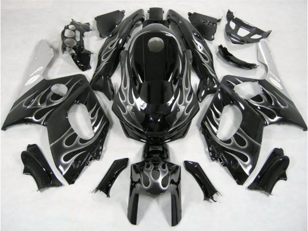 1998-2007 Noir & Argent Flamme Yamaha YZF600 Carénage Moto 1998-2007 Noir & Argent Flamme Yamaha YZF600 Carénage Moto