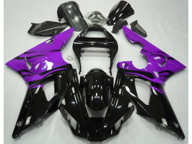 2000-2001 Noir Flamme & Violet Yamaha R1 Carénage Moto 2000-2001 Noir Flamme & Violet Yamaha R1 Carénage Moto
