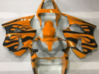 2000-2002 Orange & Noir Flamme Kawasaki ZX6R Carénage Moto