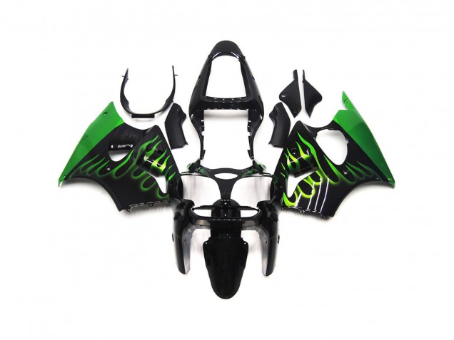 2000-2002 Vert Brillant Flamme Uni Kawasaki ZX6R Carénage Moto