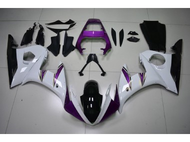 2003-2004 Accents Blanc Brillant & Violet Yamaha R6 Carénage Moto
