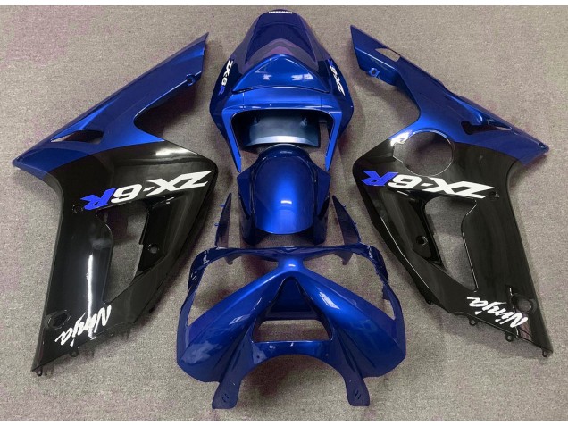 2003-2004 Bleu Brillant & Noir Kawasaki ZX6R Carénage Moto 2003-2004 Bleu Brillant & Noir Kawasaki ZX6R Carénage Moto