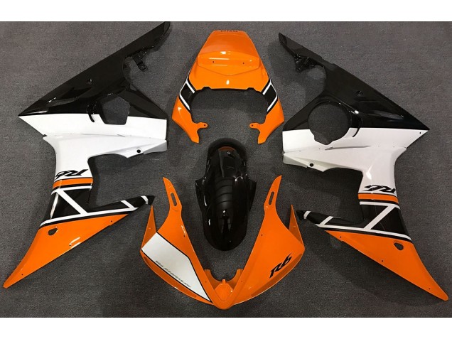 2003-2004 Orange Blanc & Noir Yamaha R6 Carénage Moto 2003-2004 Orange Blanc & Noir Yamaha R6 Carénage Moto
