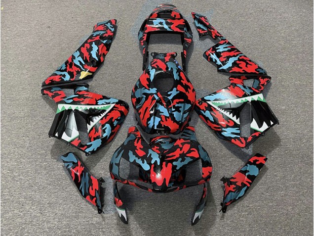 2003-2004 Rouge & Bleu Camo Honda CBR600RR Carénage Moto