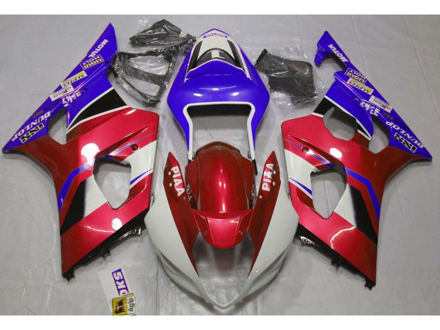 2003-2004 Rouge Bonbon Brillant & Bleu Suzuki GSXR 1000 Carénage Moto 2003-2004 Rouge Bonbon Brillant & Bleu Suzuki GSXR 1000 Carénage Moto