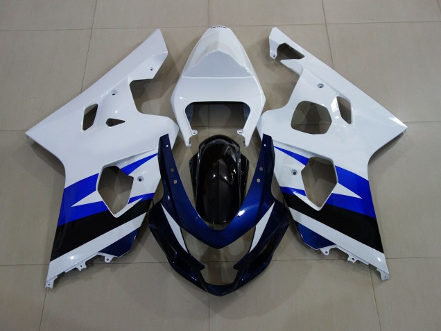 2004-2005 Blanc Brillant & Bleu Profond Suzuki GSXR 600-750 Carénage Moto 2004-2005 Blanc Brillant & Bleu Profond Suzuki GSXR 600-750 Carénage Moto