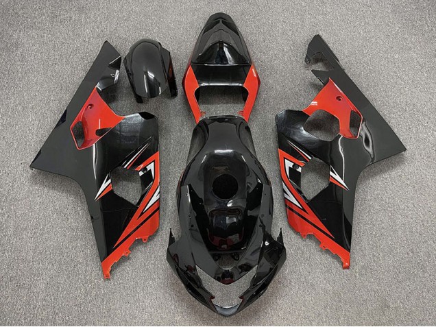 2004-2005 Noir Brillant & Rouge Suzuki GSXR 600-750 Carénage Moto 2004-2005 Noir Brillant & Rouge Suzuki GSXR 600-750 Carénage Moto