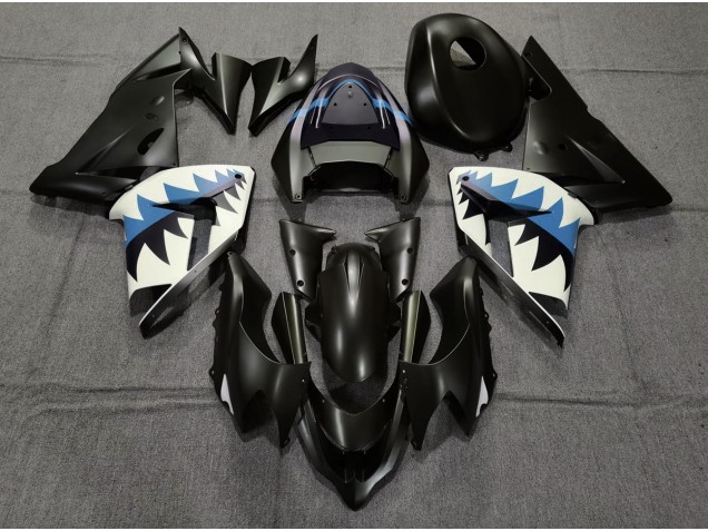 2004-2005 Requin Noir Mat & Bleu Clair Kawasaki ZX10R Carénage Moto 2004-2005 Requin Noir Mat & Bleu Clair Kawasaki ZX10R Carénage Moto