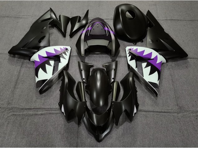 2004-2005 Requin Noir Mat & Violet Kawasaki ZX10R Carénage Moto