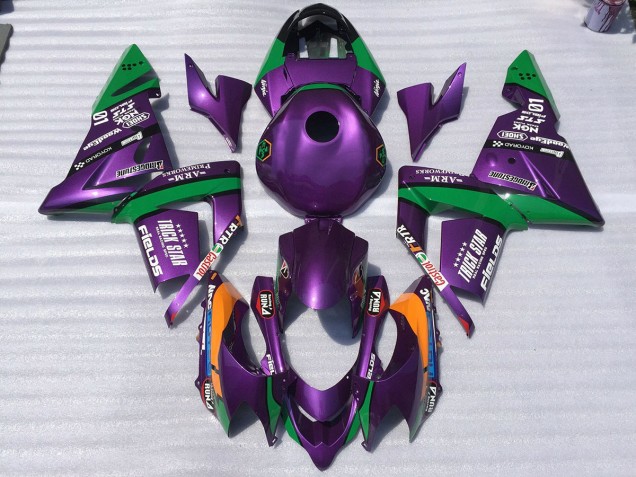 2004-2005 Violet & Vert Trickstar Kawasaki ZX10R Carénage Moto 2004-2005 Violet & Vert Trickstar Kawasaki ZX10R Carénage Moto
