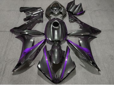 2004-2006 Fibre De Carbone Style W Violet Yamaha R1 Carénage Moto