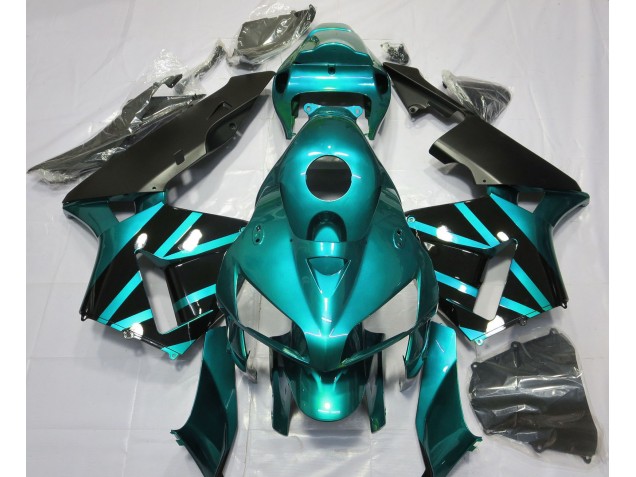 2005-2006 Design Bleu Sarcelle & Noir Brillant Honda CBR600RR Carénage Moto