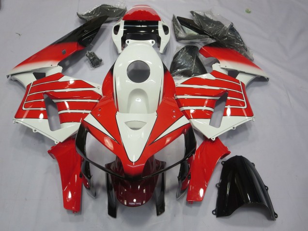 2005-2006 Grandes Rayures Rouges & Blanches Honda CBR600RR Carénage Moto