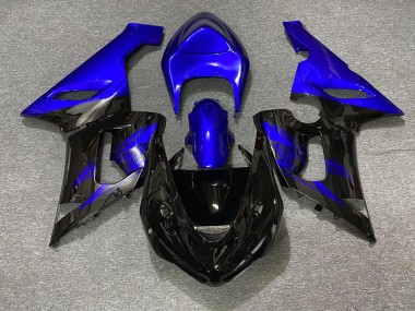 2005-2006 Noir Brillant & Bleu Kawasaki ZX6R Carénage Moto