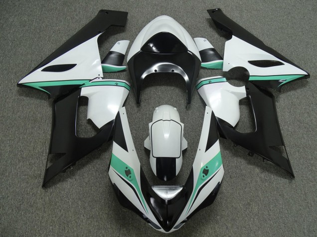 2005-2006 Sarcelle Blanc & Noir Kawasaki ZX6R Carénage Moto
