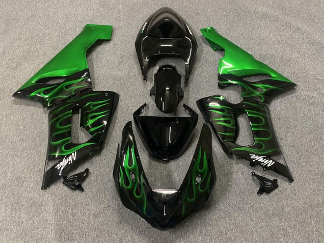 2005-2006 Vert Flamme Kawasaki ZX6R Carénage Moto