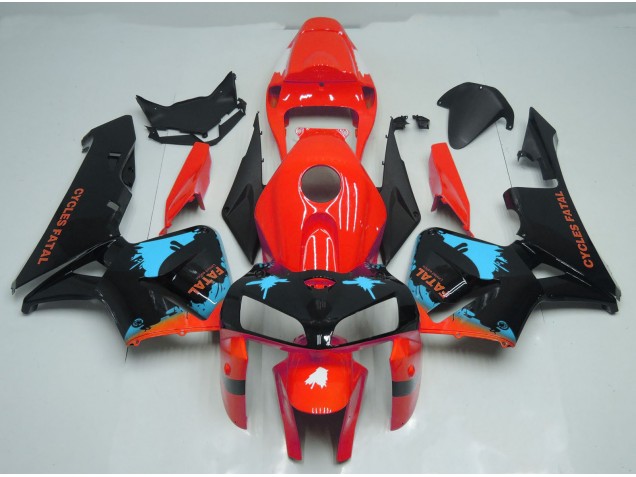 2005-2006 Éclaboussures Bleu Clair Sur Rouge Honda CBR600RR Carénage Moto