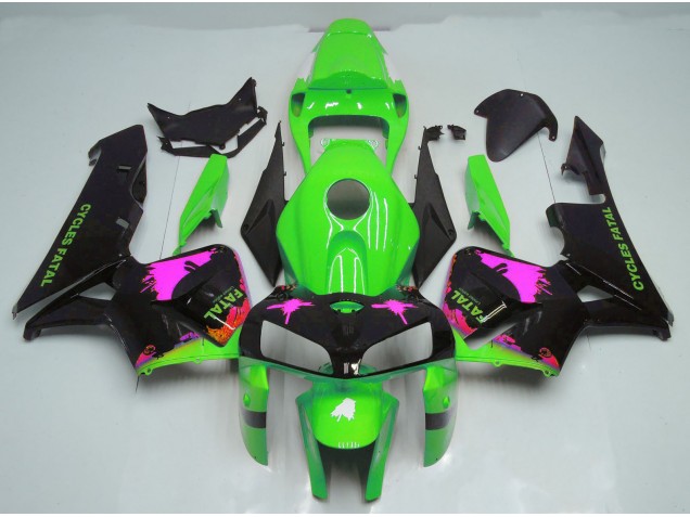 2005-2006 Éclaboussures Roses Sur Vert Honda CBR600RR Carénage Moto