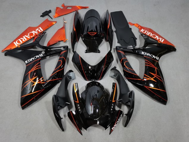 2006-2007 Bacardi Noir & Orange Suzuki GSXR 600-750 Carénage Moto