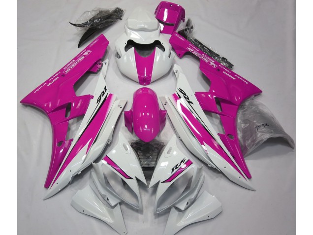 2006-2007 Blanc Brillant & Rose Yamaha R6 Carénage Moto 2006-2007 Blanc Brillant & Rose Yamaha R6 Carénage Moto