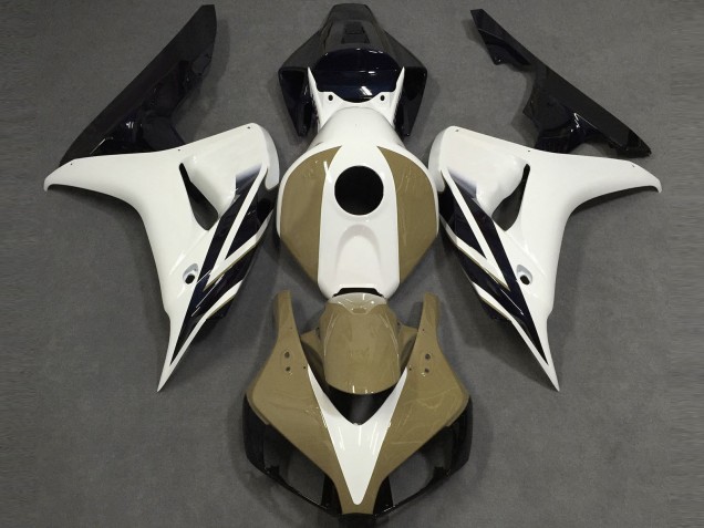 2006-2007 Blanc Brillant Tan Noir Honda CBR1000RR Carénage Moto 2006-2007 Blanc Brillant Tan Noir Honda CBR1000RR Carénage Moto