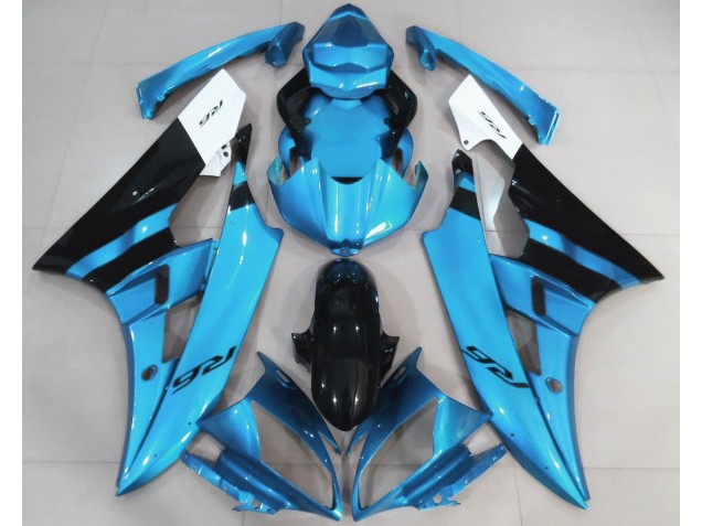 2006-2007 Bleu Clair Brillant & Noir Yamaha R6 Carénage Moto 2006-2007 Bleu Clair Brillant & Noir Yamaha R6 Carénage Moto