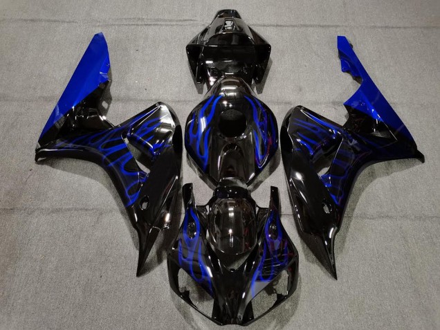 2006-2007 Noir Brillant Bleu Flamme Honda CBR1000RR Carénage Moto 2006-2007 Noir Brillant Bleu Flamme Honda CBR1000RR Carénage Moto