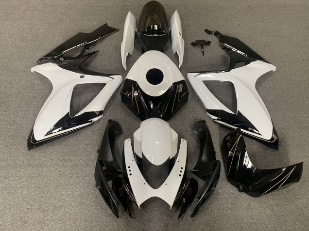 2006-2007 Noir Mat & Blanc Brillant Suzuki GSXR 600-750 Carénage Moto