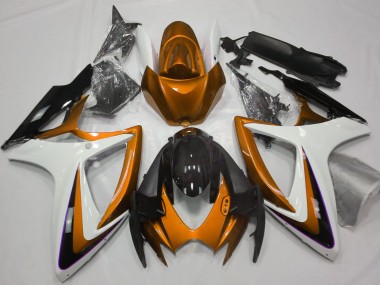 2006-2007 Orange & Blanc Débadgé Suzuki GSXR 600-750 Carénage Moto