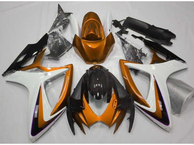 2006-2007 Orange & Blanc Débadgé Suzuki GSXR 600-750 Carénage Moto