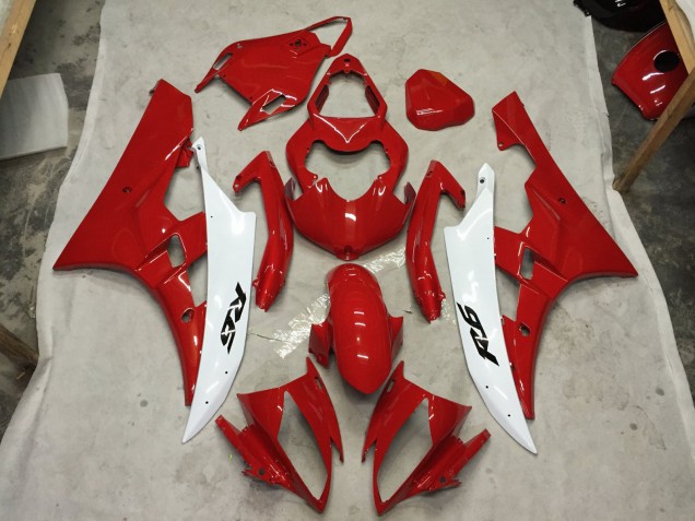 2006-2007 Rouge & Blanc Yamaha R6 Carénage Moto