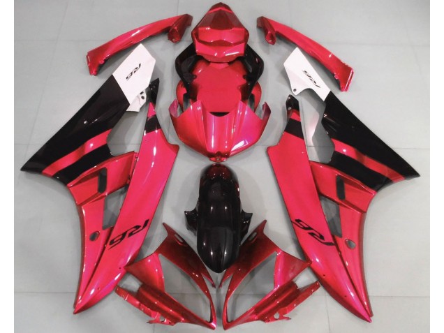 2006-2007 Rouge Brillant & Noir Yamaha R6 Carénage Moto