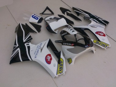 2006-2008 Blanc & Noir Avec Drapeau Triumph Daytona 675 Carénage Moto
