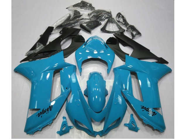 2007-2008 Bleu Clair Brillant Kawasaki ZX6R Carénage Moto 2007-2008 Bleu Clair Brillant Kawasaki ZX6R Carénage Moto
