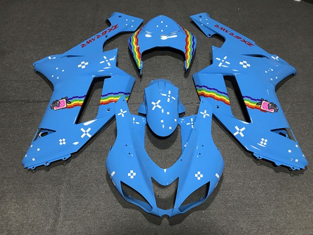2007-2008 Bleu Clair Personnalisé Kawasaki ZX6R Carénage Moto 2007-2008 Bleu Clair Personnalisé Kawasaki ZX6R Carénage Moto