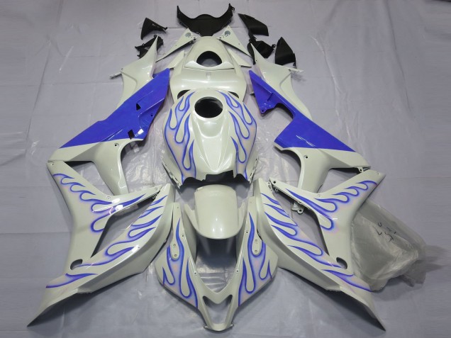 2007-2008 Bleu Flamme Sur Blanc Honda CBR600RR Carénage Moto