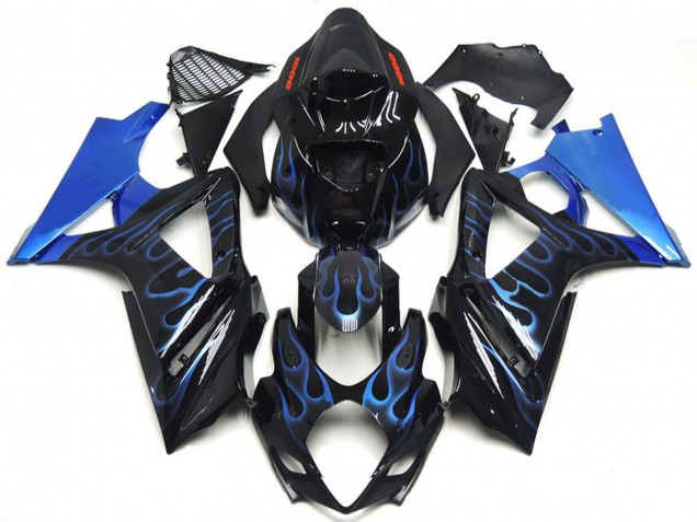 2007-2008 Bleu & Noir Personnalisés Flamme Suzuki GSXR 1000 Carénage Moto