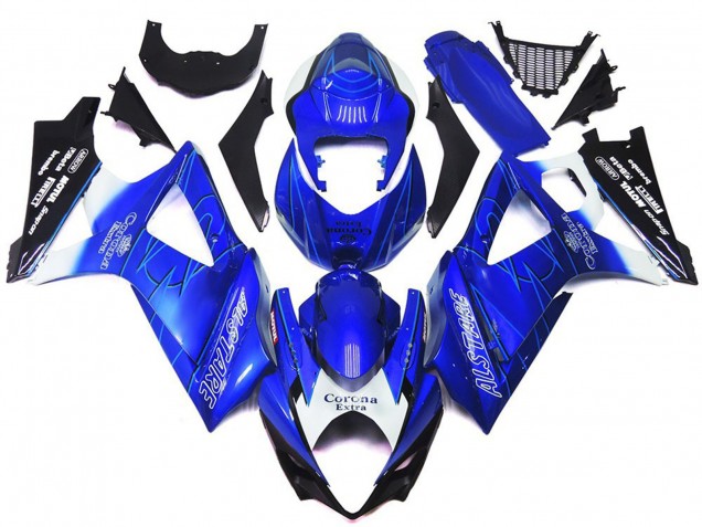 2007-2008 Bleu Vibrant Avec Blanc Corona Suzuki GSXR 1000 Carénage Moto 2007-2008 Bleu Vibrant Avec Blanc Corona Suzuki GSXR 1000 Carénage Moto