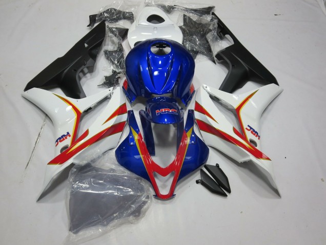 2007-2008 Blu Intenso Bianco E Rosso HRC Honda CBR600RR Carénage Moto 2007-2008 Blu Intenso Bianco E Rosso HRC Honda CBR600RR Carénage Moto