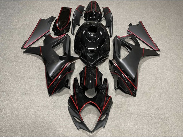 2007-2008 Garniture Noire & Rouge Mate & Brillante Suzuki GSXR 1000 Carénage Moto