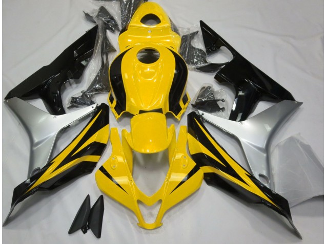 2007-2008 Jaune Brillant Argent & Noir Honda CBR600RR Carénage Moto