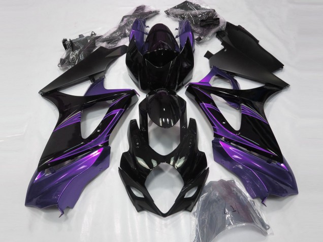 2007-2008 Mood Purple & Noir Brillant Suzuki GSXR 1000 Carénage Moto