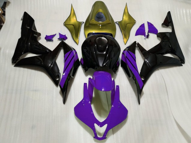 2007-2008 Noir Brillant Accents Violets & Dorés Honda CBR600RR Carénage Moto