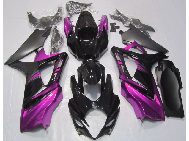 2007-2008 Noir Brillant & Rose Suzuki GSXR 1000 Carénage Moto